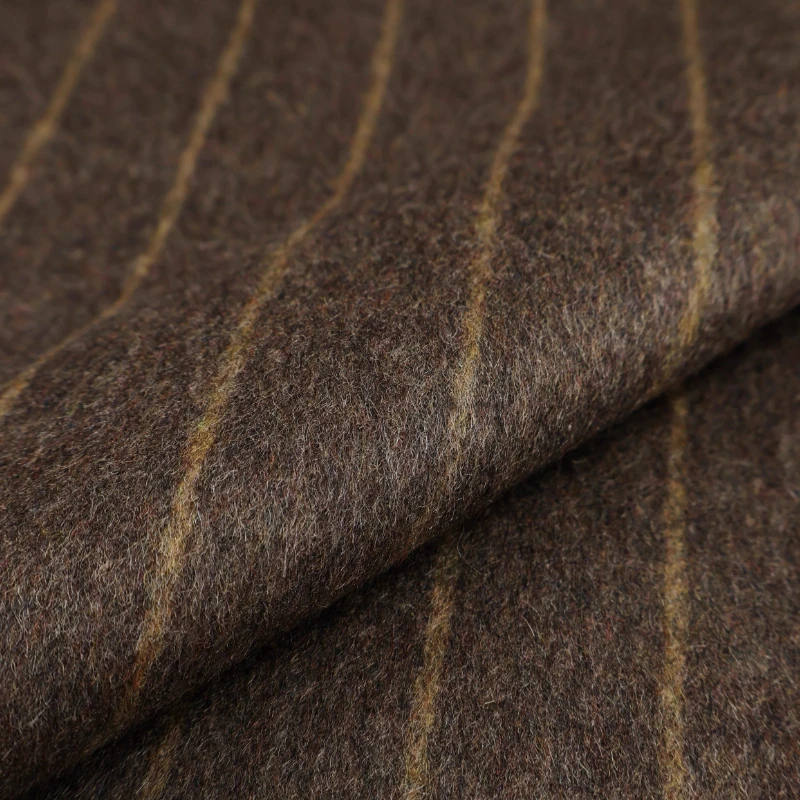 

Wool Coating Sewing Draped Vertical Stripe Brushed Chocolate Brown Suiting Curtains Material Tailoring Winter Trench Coat Dress