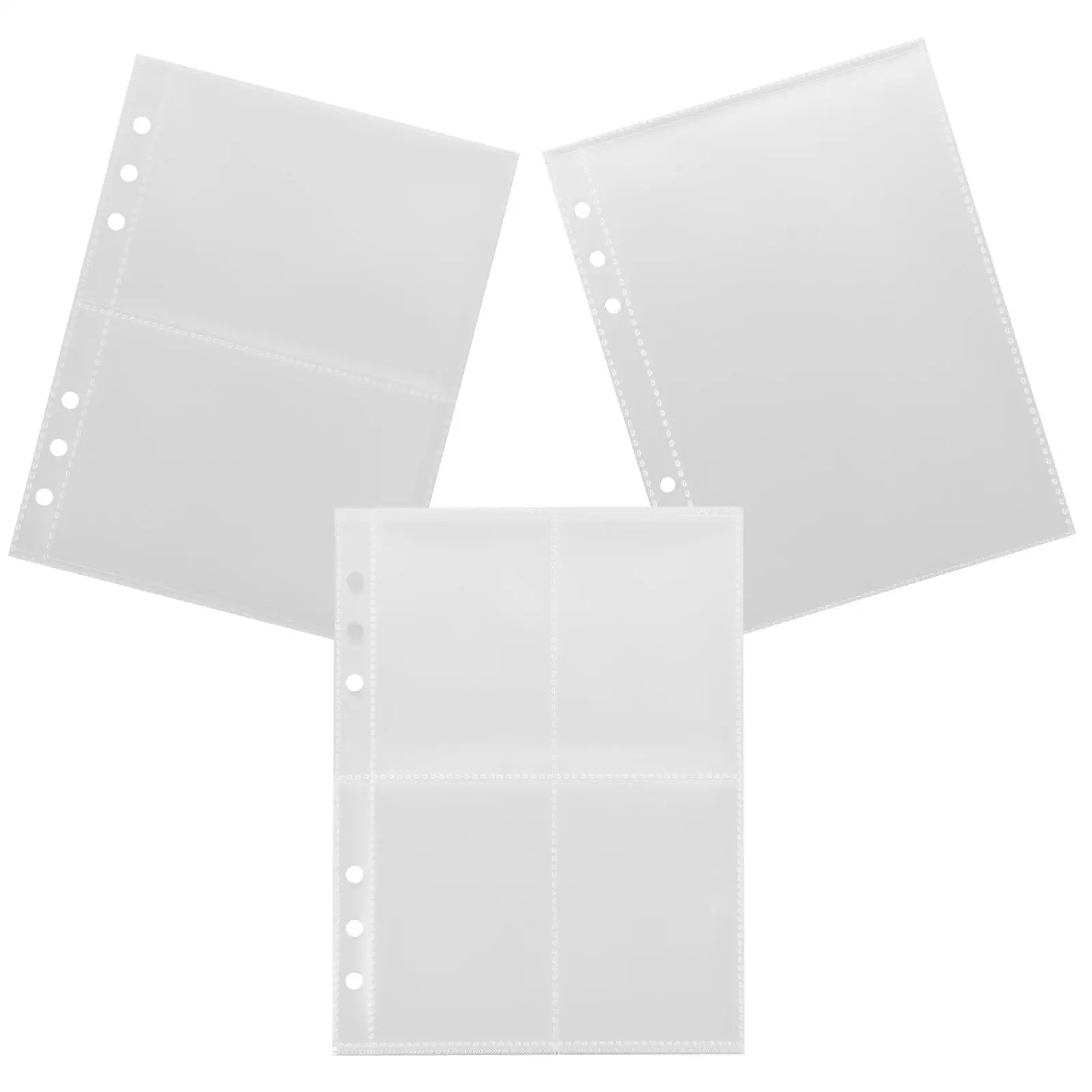 3 Books 6 Holes A5 Single sided 1 2 4 Grids PP Loose leaf Core Transparent Photo Album Pages Card Sleeves Postcard Sleeves