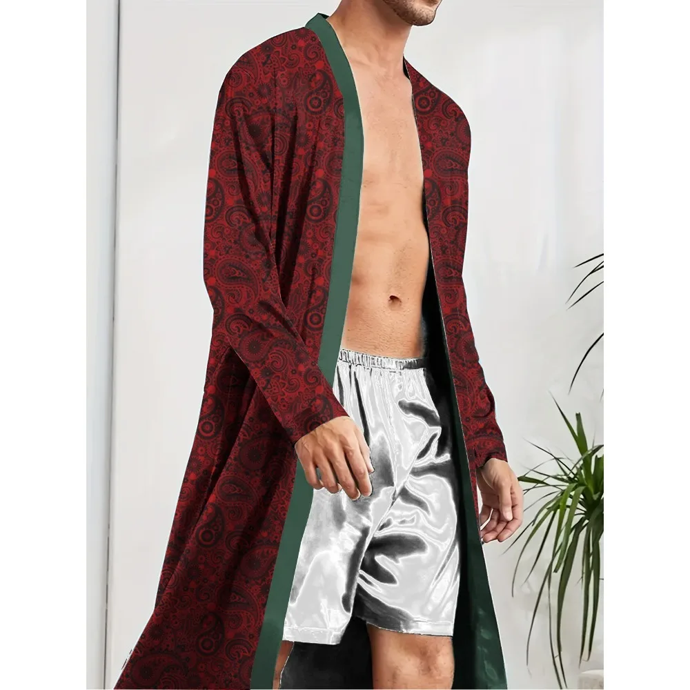 

Spring and Autumn Trendy Men's Leisure Home Quick Drying Entertainment Funny Pajamas, Digital Printed Fun Men's Robe.