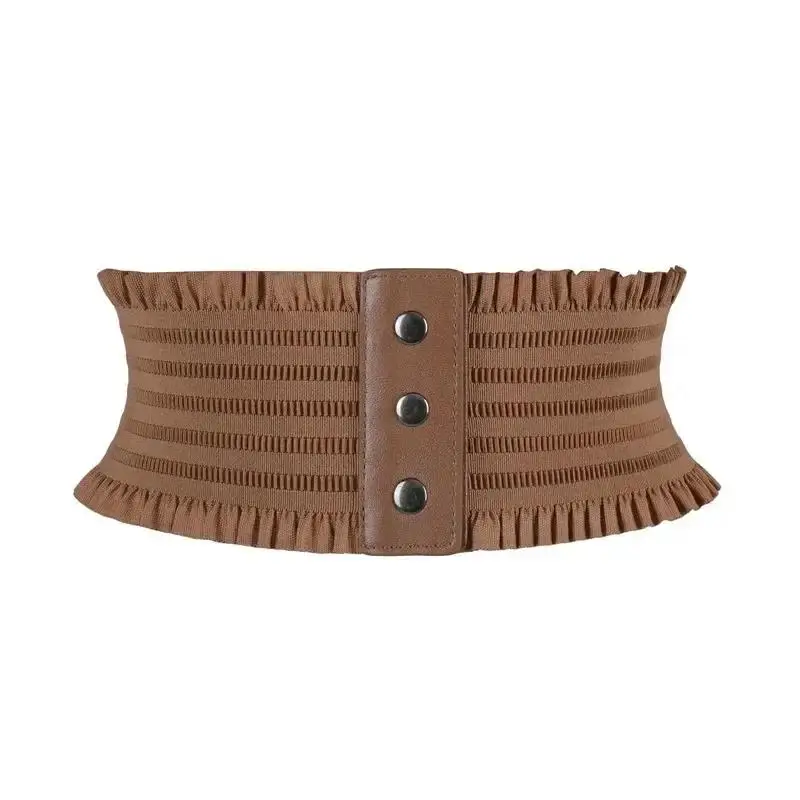 حزام معطف عملي من جلد البولي يوريثان للسيدات بتصميم Cummerbund للنساء باللون الأسود والأبيض بتصميم جديد للنساء مرن واسع