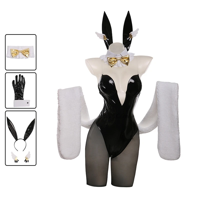 NIKKE-Costume de Cosplay de la Déesse de la VicQuantité pour Femme, Uniforme Sexy de Lapin Blanc Noir, Déguisement d'Halloween imbibé