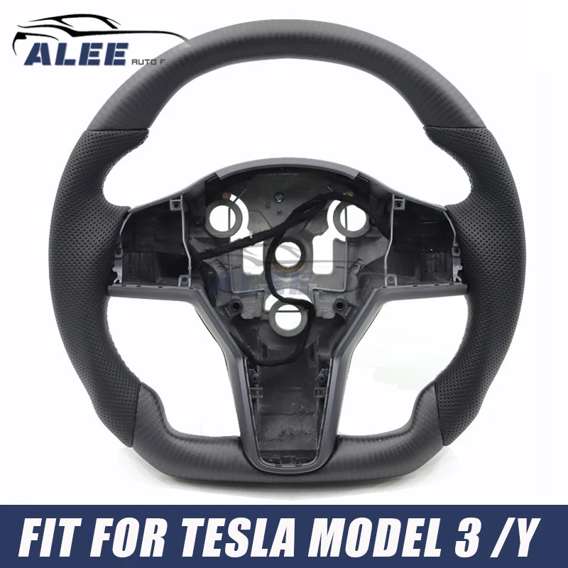 

Car Matte Carbon Fiber Sports Steering Wheel with Heating for Tesla Model Y Model 3 Model S Replacement Parts Car Accessories