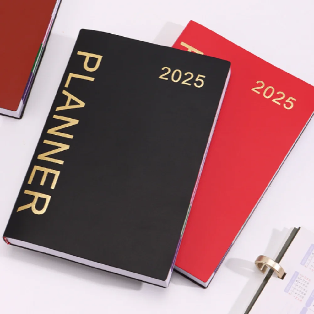 Engrossar 2025 agenda planejador bloco de notas índice design 12 meses plano de eficiência caderno tomando notas inglês diário almofadas de escrita