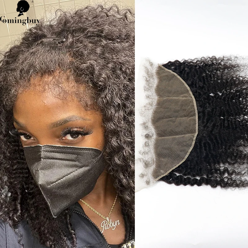 Curly Baby Hair 3B 3C 13x4 Lace Frontal Kinky Curly Hair Extensions Kinky Edge Human Hair 4x4 Closure For Black Comingbuy Virgin