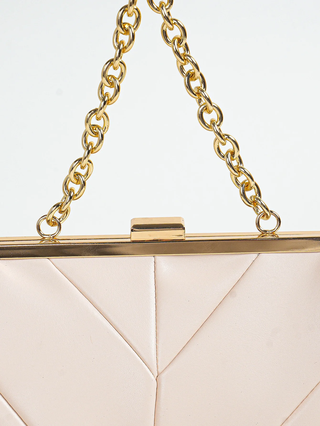 Borsa da sera elegante con chiusura a bacio pieghettata in pelle PU opaca da 1 PC, pochette a tracolla con telaio a catena in metallo lucido, Kis