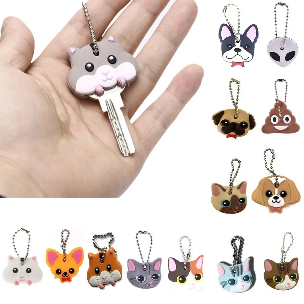 Cartoon Key Protective Case Cute Animals Shape PVC Key Dust Cover Dog Key Pendant Coat Keys