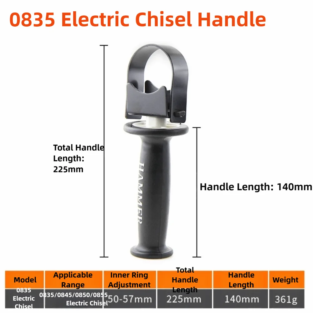 Adjustable Front Electric Hammer Handle Hammer Handle Design 60-65 mm Clamping Range Impact Drill Handle Pistol Grip