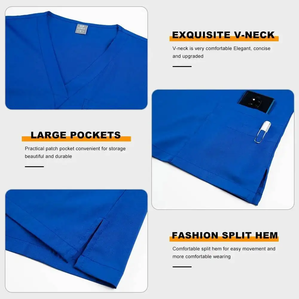 Neue Peelings Set Medizinische Uniformen Stretch Peeling Tops Mit Tasche Hosen Krankenschwester Uniform Arzt Chirurgie Overalls Schönheit Salon Arbeitskleidung