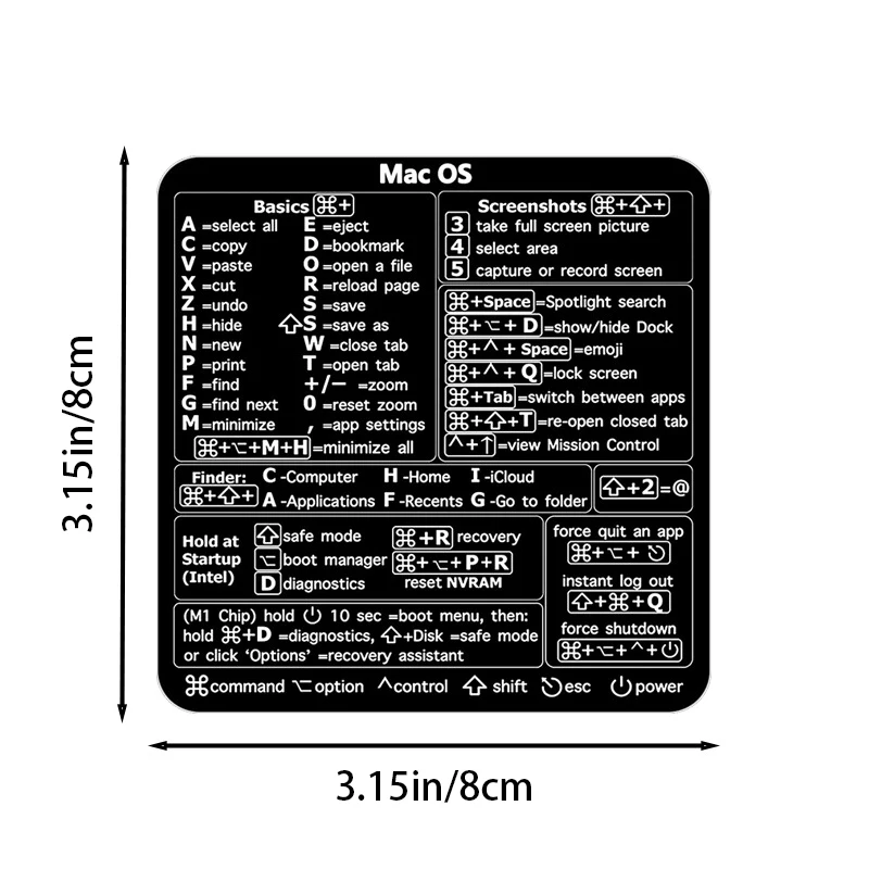 Windows/Mac OS atajos software de oficina portátil pegatinas impermeables