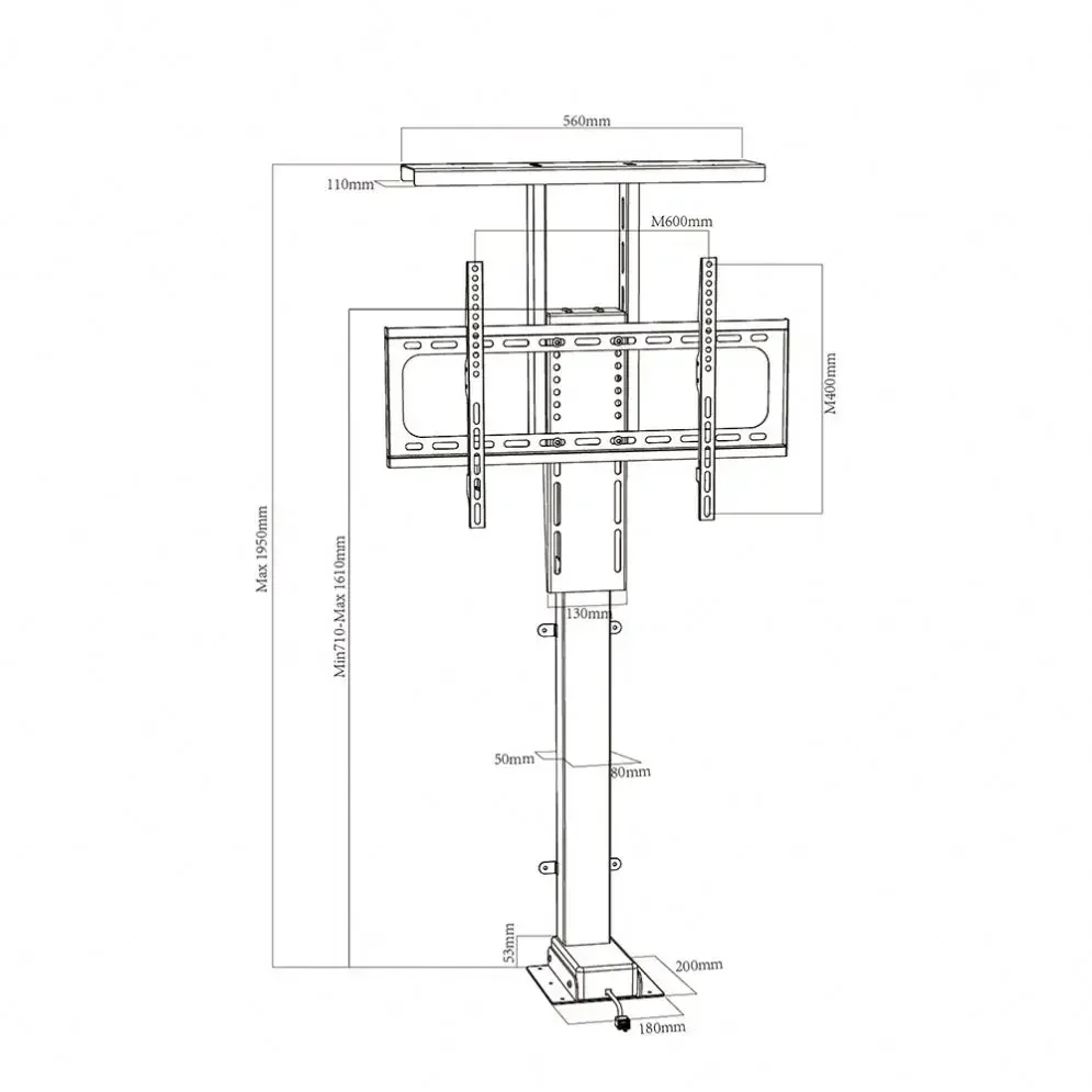 New 32''-70'' Height Adjustable Motorized Vertical TV Lift Remote Control Smart Electric System Cabinet TV Stand with Cover