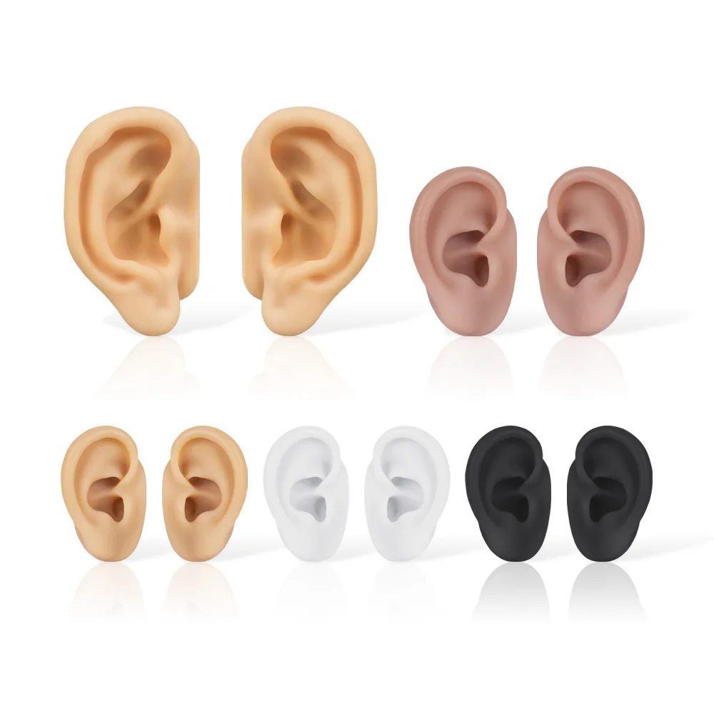 1Pc Soft Ear Silicone Model Tattoo Practice Piercing Jewelry Display Tools Earring Ear Stud Display Reused Training Tools