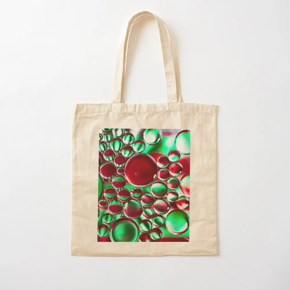 Green and Red Bubbles Tote Bag bags woman 2025 supermarket folding bag custom tote bag Portable shopping Canvas Tote