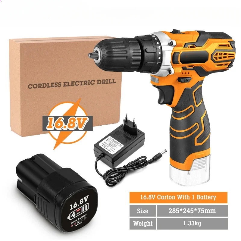 12V 16.8V 21V Electric Drill Brushless Cordless Drill Household Mini Electric Screwdriver Wireless Power Lithium-Ion Battery