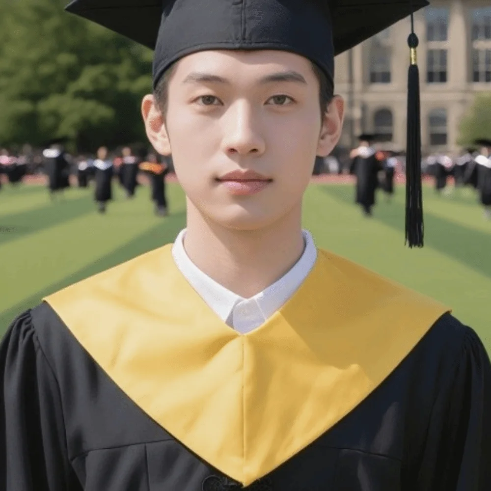 

Атласная академическая мантия (шаль) однотонного цвета с V-образным вырезом для выпускных церемоний, академических торжеств и выступлений хоров