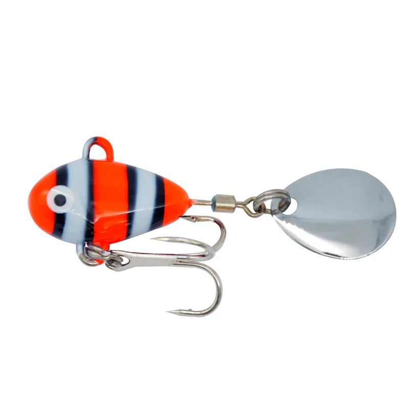 Metal vib With spinners Spoon Fishing Lure10g metal vib blade lure fishing Rotating Spoon Freshwater Bass 10g/5cm