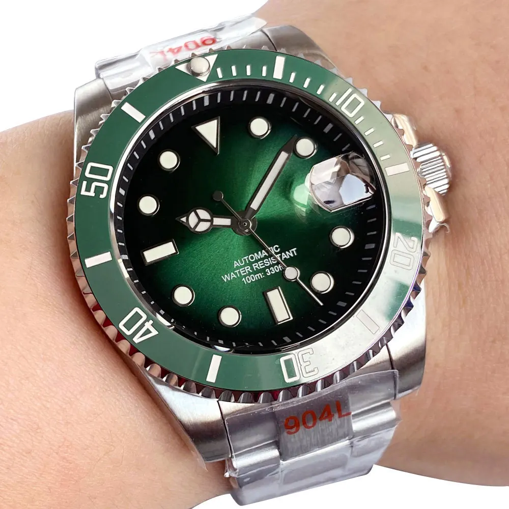 40mm Japan NH35A Mechanical Automatic Movement 20bar waterproof 120clicks Bezel Rejor red/blue/green/yellow dial Luminous Marks