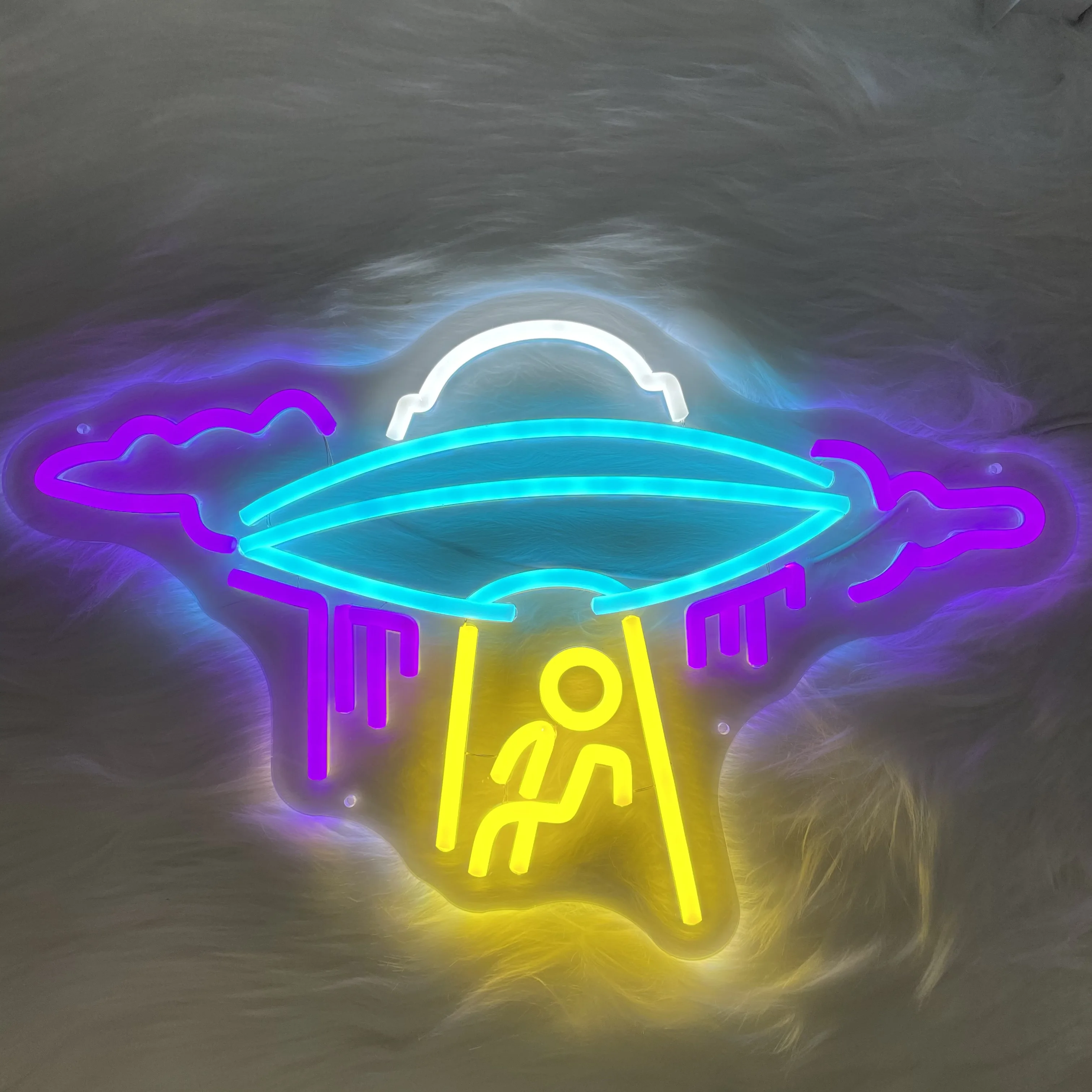 UFO Neon Sign Cloud Neon Wall Decor Flying Saucer Bedroom Neon Sign Creative Home Bedroom Room Wall