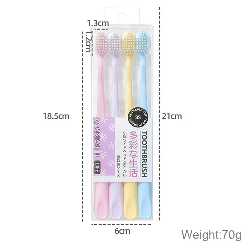 Japonês Macaron Pequena Cabeça Escova de Dentes, Ultra-Fine Soft Adulto Família Tooth Brush Suit, Cor Sólida Limpeza Gengivas Dentes, Ferramentas Orais