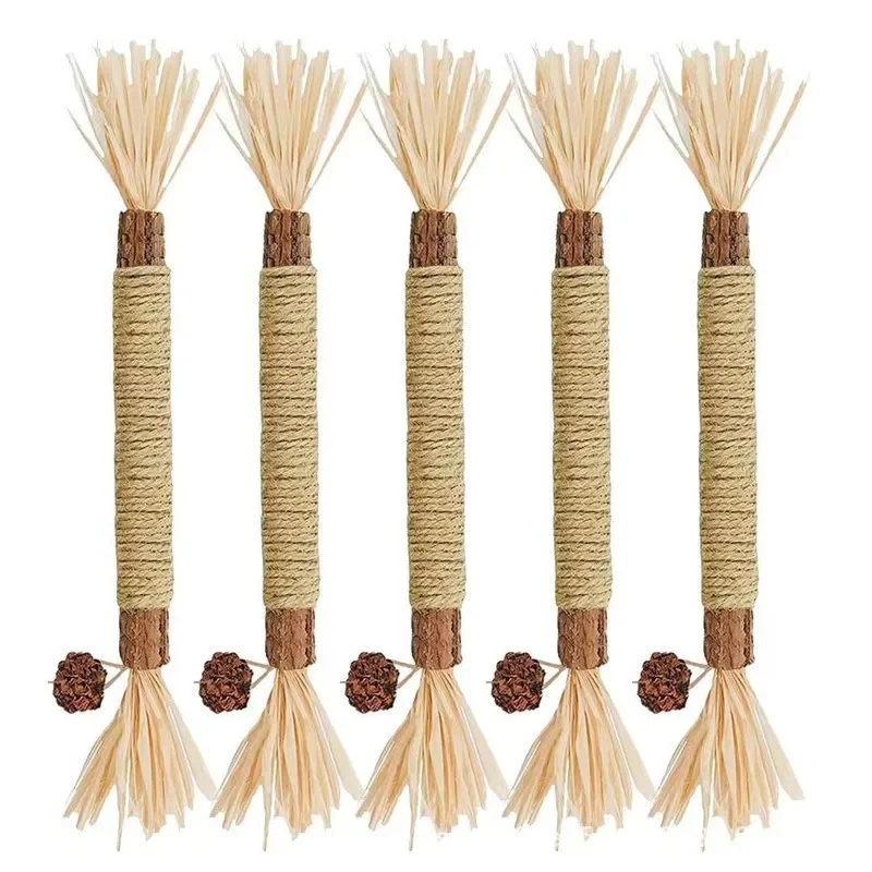 

Natural Matatabi Snacks Sticks with Jute Rope Wrapping, Tooth Catnip, Silvervine Pet Toy for Cats