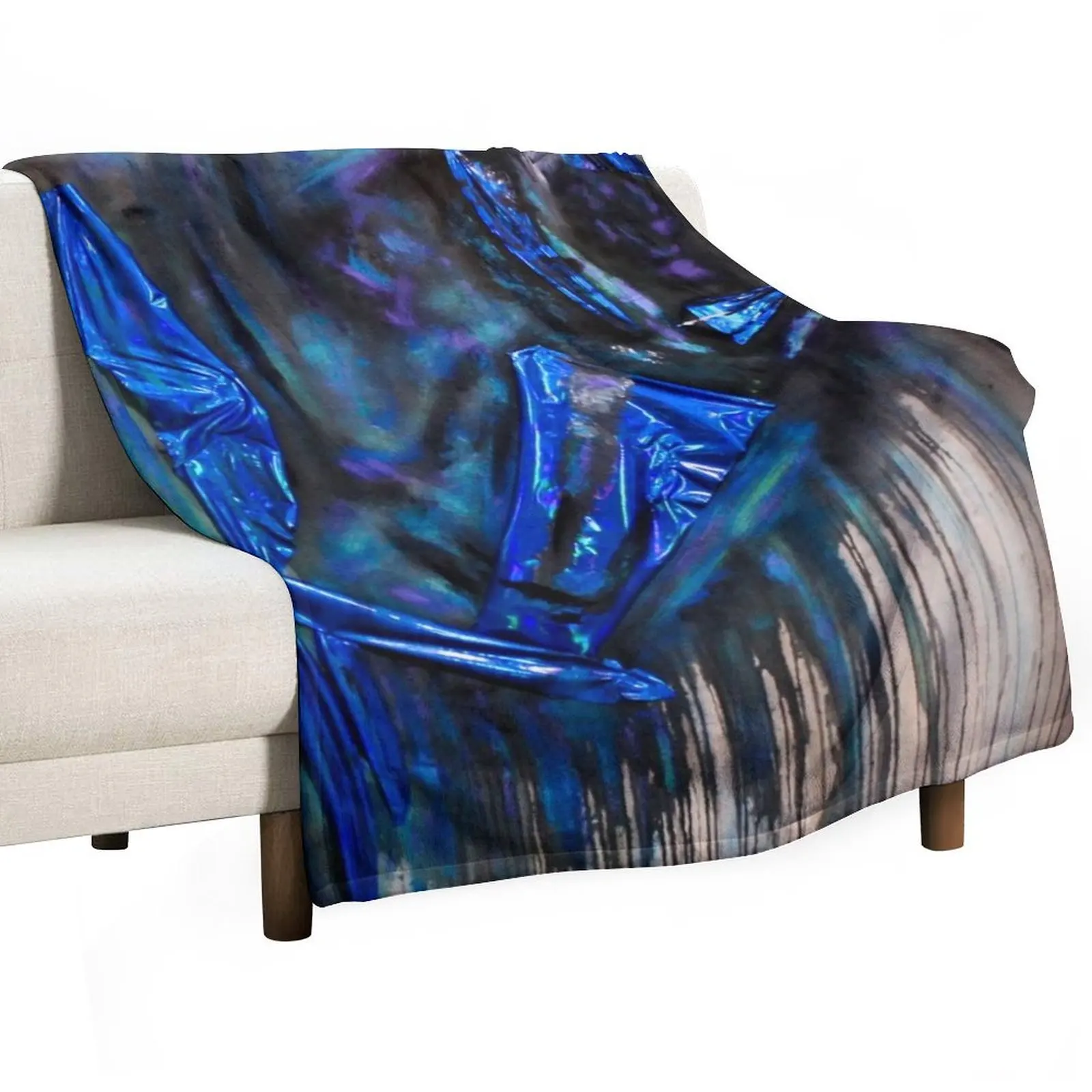 Blue Drip Throw Blanket For Decorative Sofa Decorative Sofa Soft Plaid valentine gift ideas Blankets