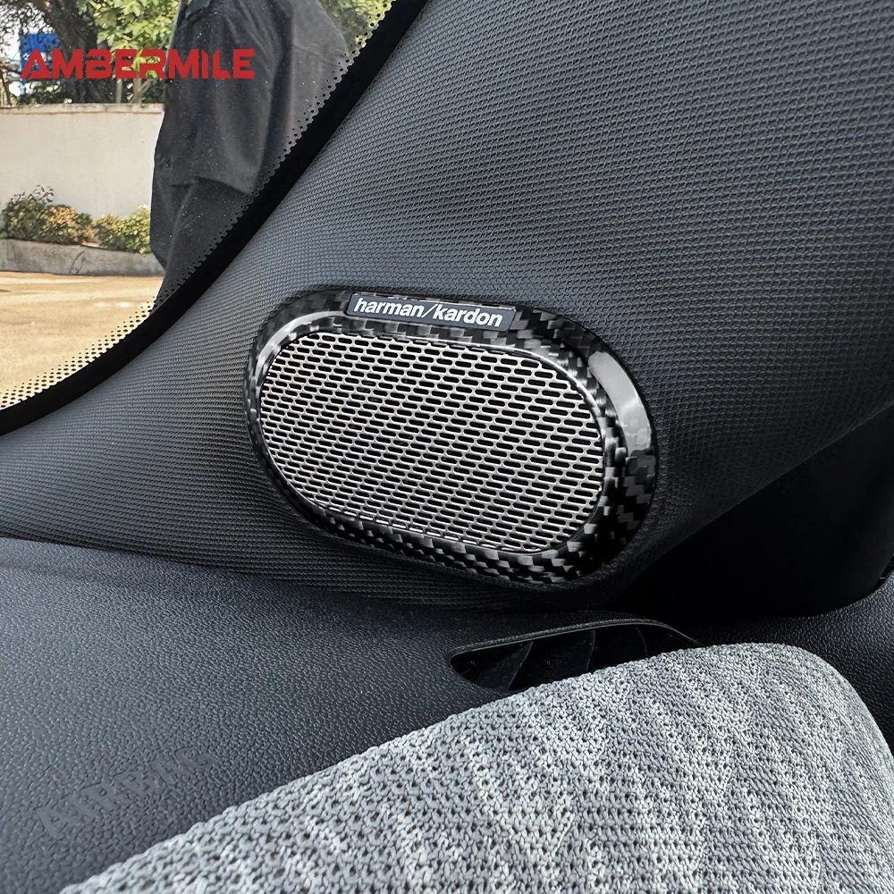 Real Dry Hard Carbon Fiber for MINI F55 F56 F57 2014-2023 F65 F66 F67 2024 2025 A-Pillars Speaker Cover Interior Trim Sticker