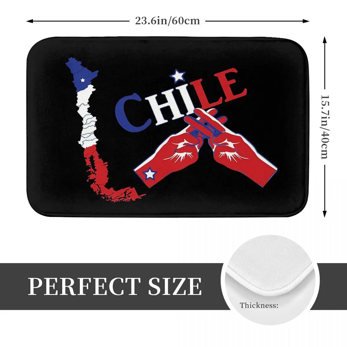 Handhashtag Chile I Love My Country Chilean Flag Non-slip Doormat Floor Mat Carpet Rug for Kitchen Entrance Home Footpad Mats