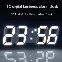 Night Digital Clock Wall Decor Mode Led Home and Decoration Clocks Hanging Watches Bedroom Room Large Interior 3D Light Garden