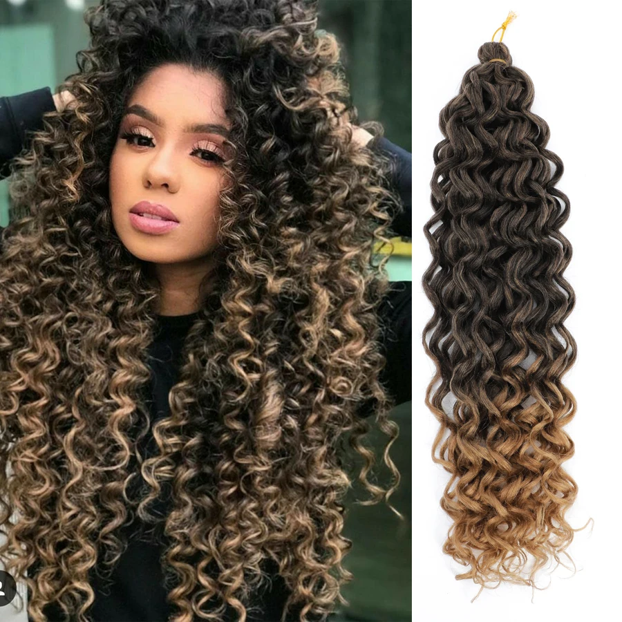 

Synthetic Crochet Curly Hair Hawail Curl GoGo Curl African American Woman Girls Ocean Wavy Hair Extensions ombre brown Blonde