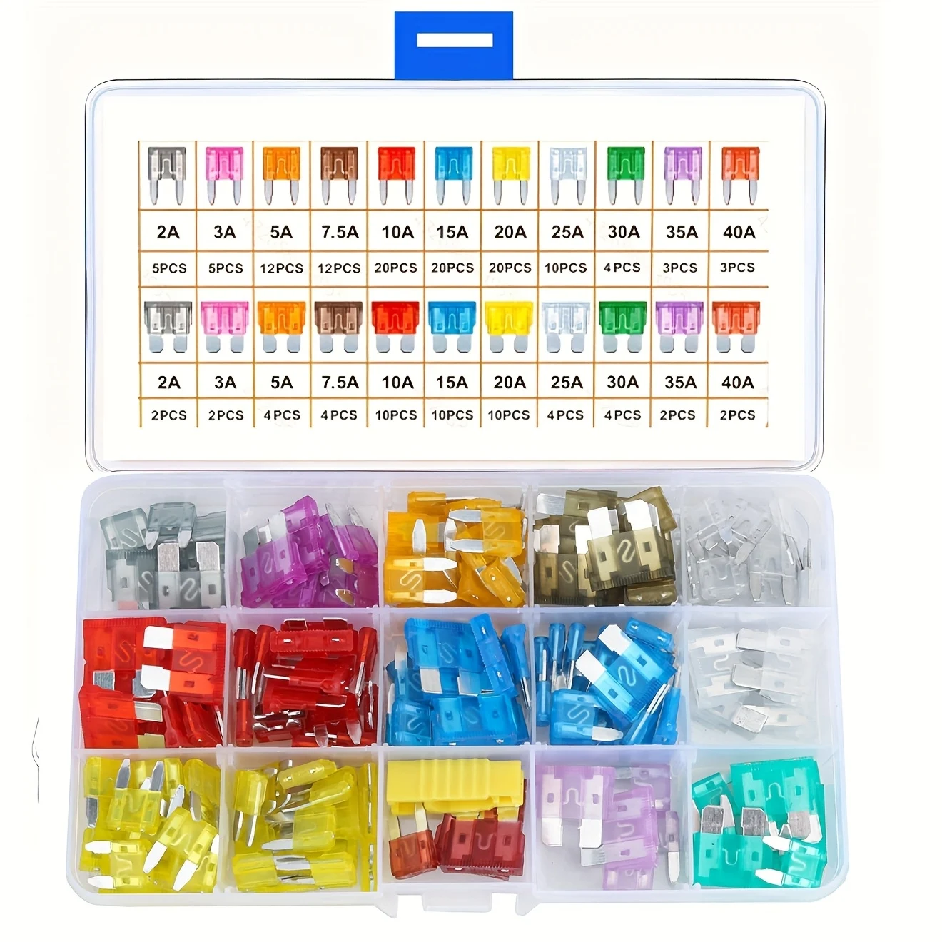 180Pcs Standard Car Fuses Assorted Kit, 60 Mini Blade Car Fuse +60 Standard Fuse Automotive +60 Micro Fuse