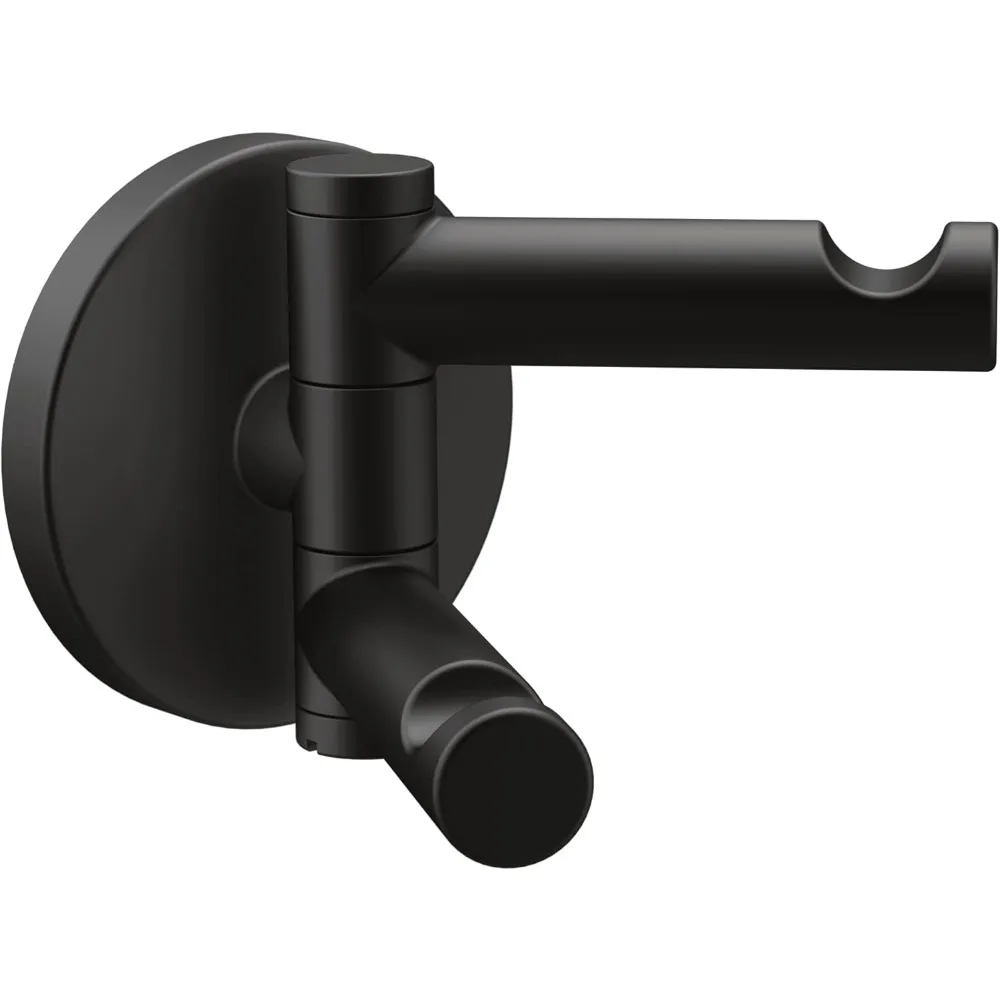 

Modern Matte Black Double Swivel Robe Hook for Bathroom and Kitchen, Easy Installation