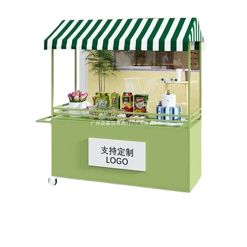 Wrought iron float outdoor market shopping mall stall snacks mobile trolley