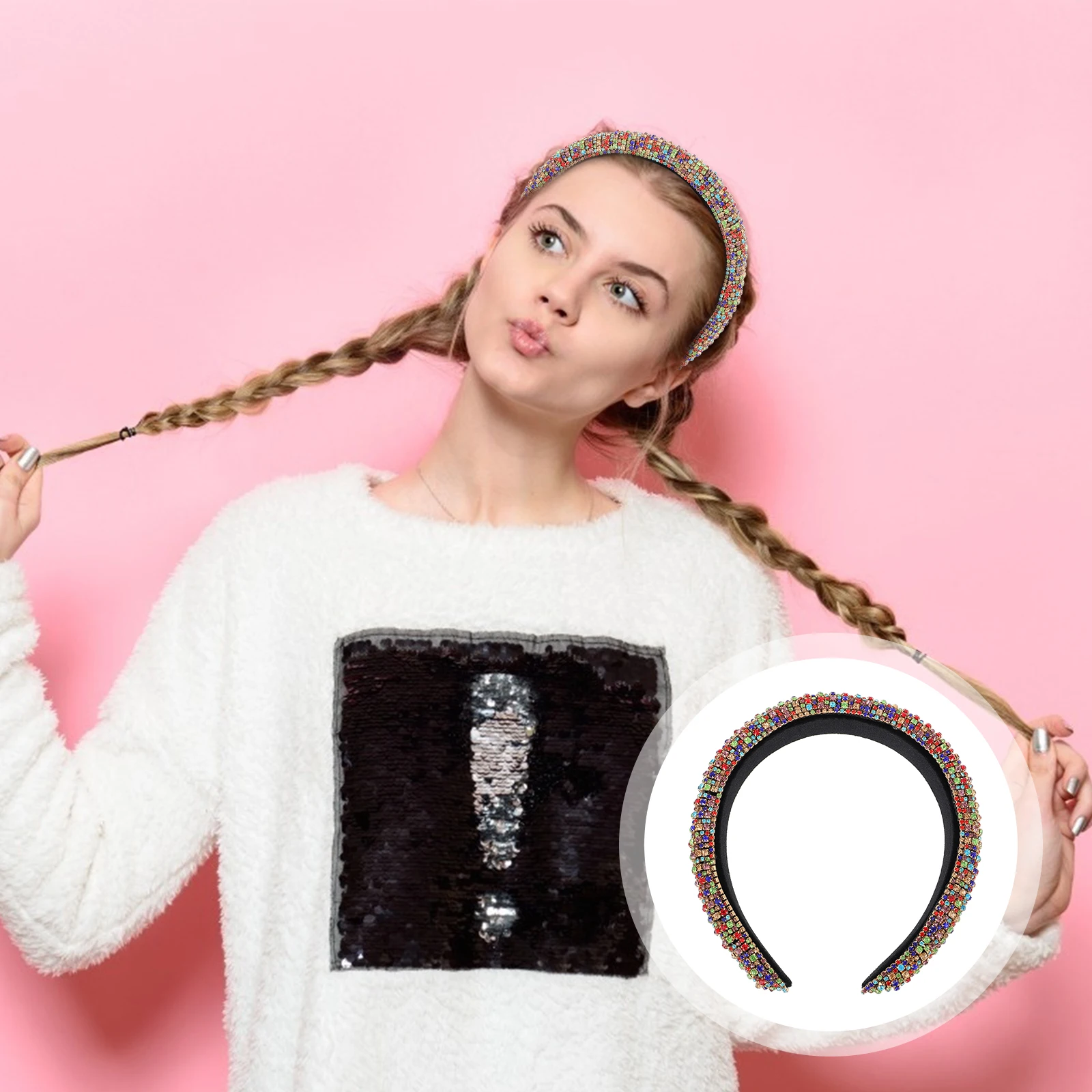 

Rhinestone Headb Hairhoop Lightweight Comfortable Flannel Material Sponge Wedding Party Accessories Christmas