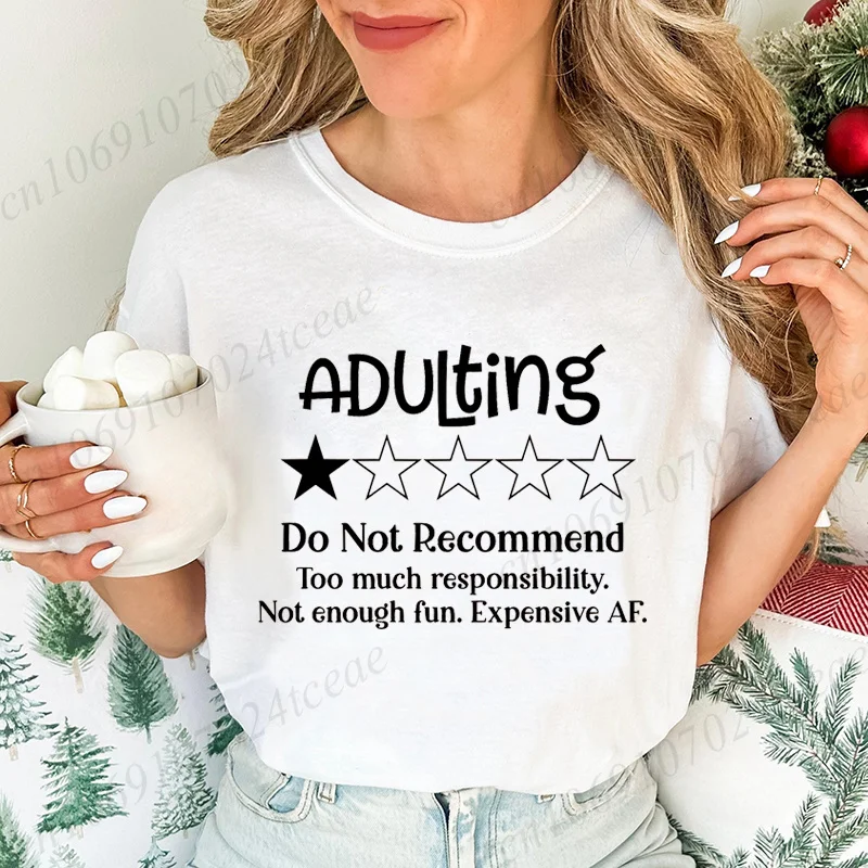 2026Funny Adulting Would Not Recommend Graphic Printed T-shirt Fashion Creative Design T Shirt Female Casual Crew Neck Short Sleeve