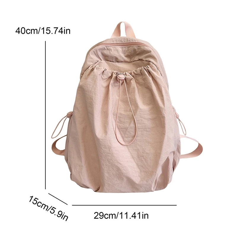 Women Backpack Solid Color Casual Backpack for Girls & Teens, Female College Students Travel Backpack Waterproof Nylon Bookbag