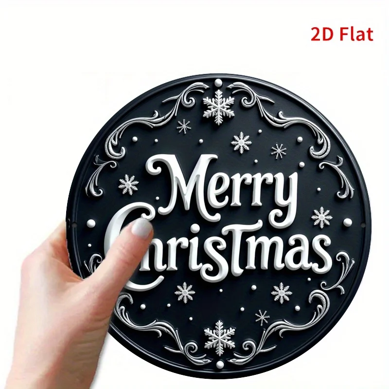 2D Flat Printing, 1pc, Merry Christmas Round Metal Sign, Suitable ForVibrant and Serene Decor for Living Room, Bedroom, Porch an
