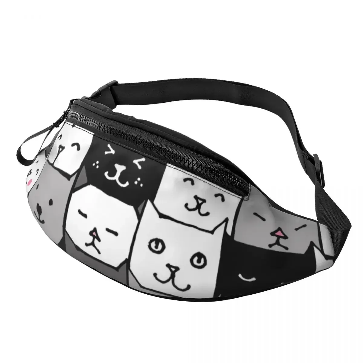 

Cartoon Style Printed Waist Bags Cats Print Fashion Belt Bags Unisex Sport Fanny Pack Design Banana Packs