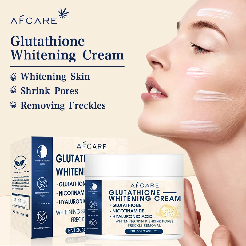 5% Glutathione Whitening Cream Fade Freckles Brighten Skin Tone Shrink Pores Nicotinamide Facial Cream Nourish Skin Care Product