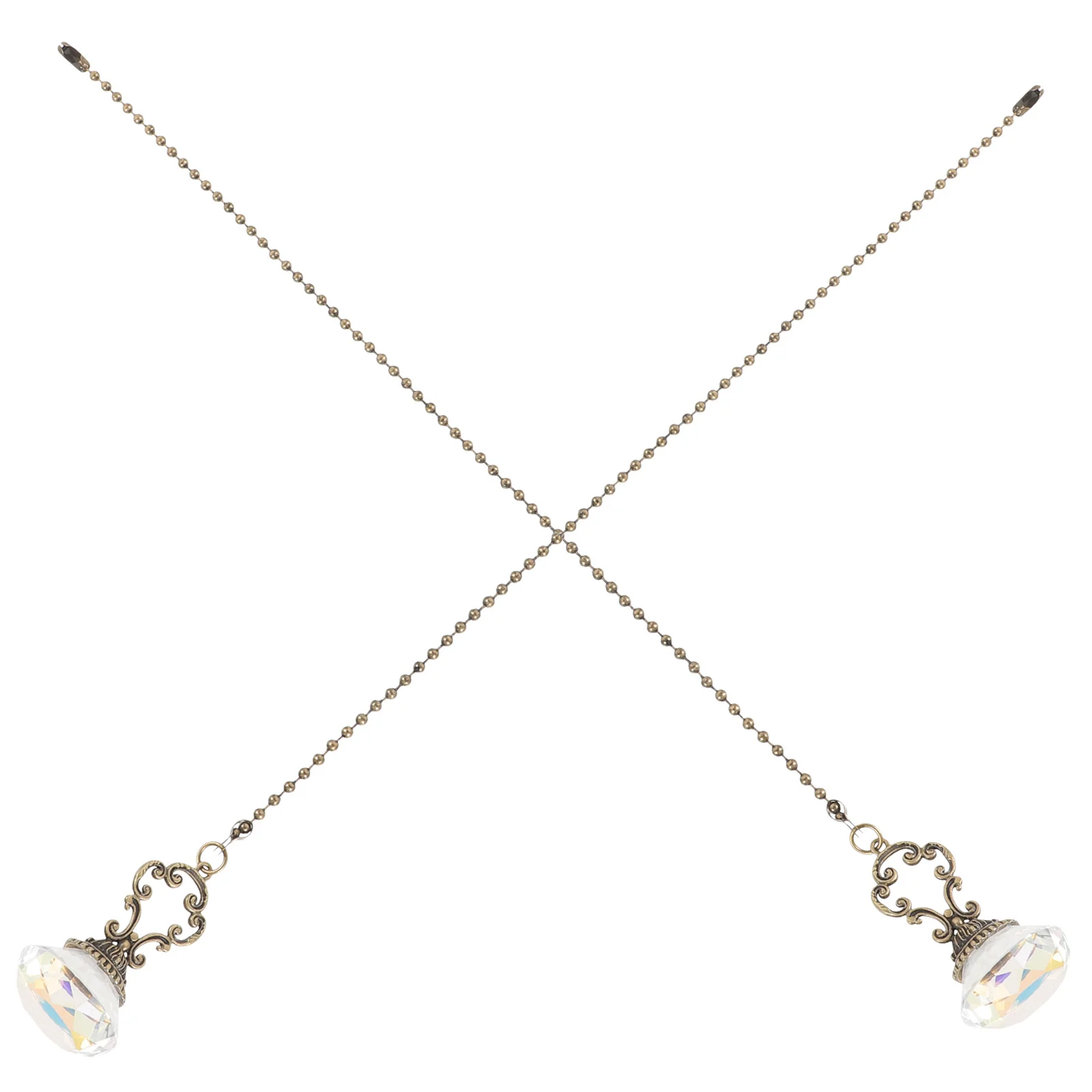 2Pcs Crystal Pendant Ceiling Fan Pull Chain Adjustable Beaded Extension Decorative Chain for Bedside Lamp Lighting Fixtures