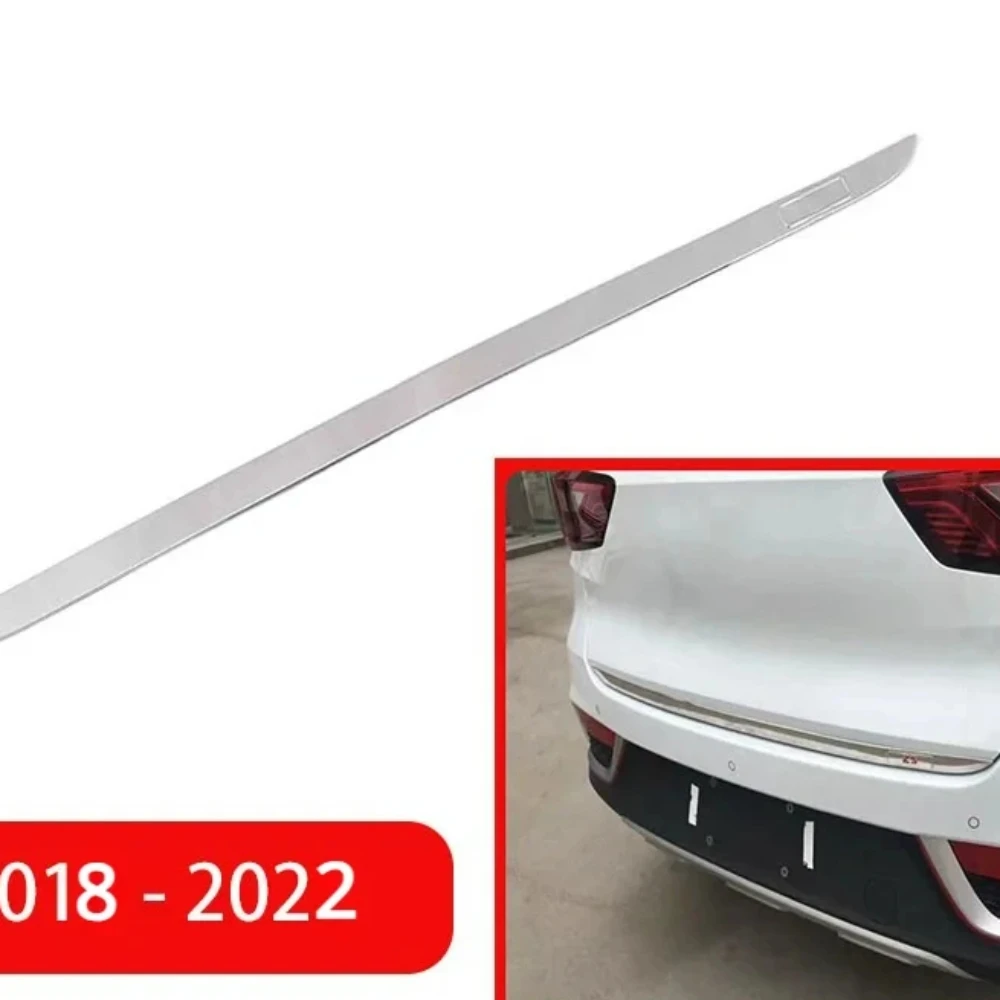 For MG ZS EV 2018 - 2022 Rear Trunk Tailgate Back Door Lid Cover Trim Stainless Steel Decoration Accessories Exterior