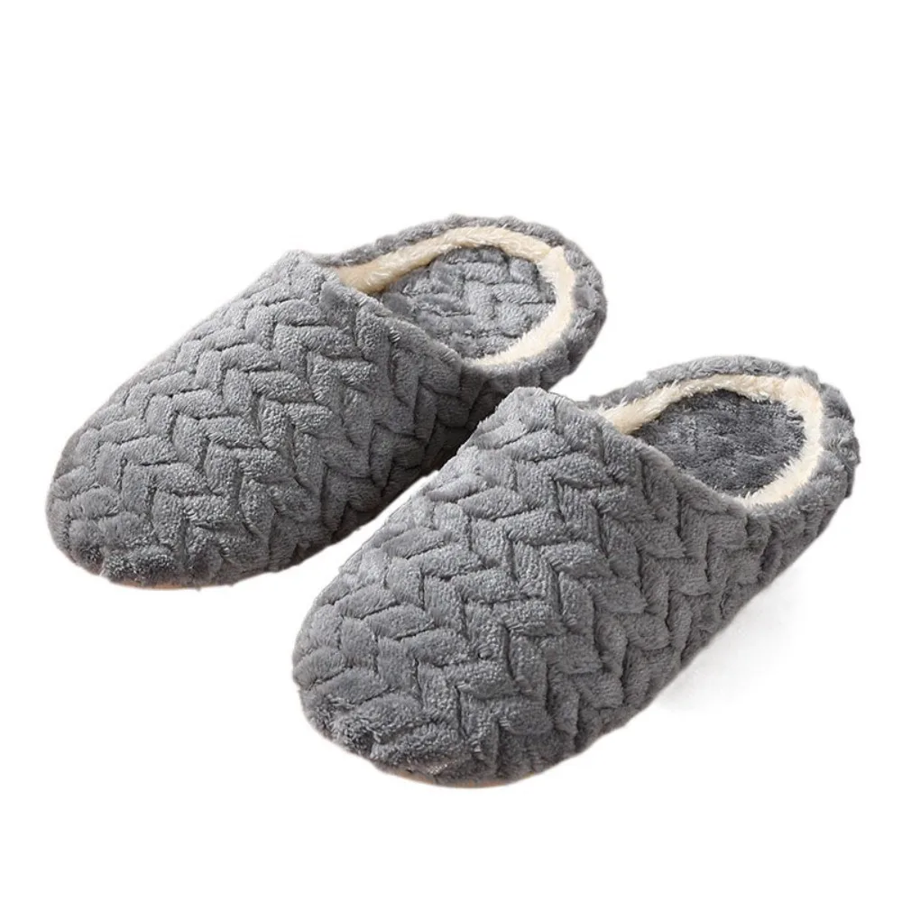 

Fashion Non-Slip Plush Warm Slippers Fluffy Casual Winter Indoor Slippers Homewear Shoes Thicken Home Silent Slippers Bedroom