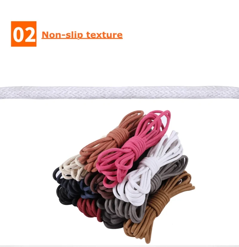 1 Paar Lederschnürsenkel, gewachste Baumwollschnürsenkel, runde Schnürsenkel für Schuhe, Schnürsenkel für Stiefel, wasserdichte Lederschnürsenkel für Schuhe. – Detail 3