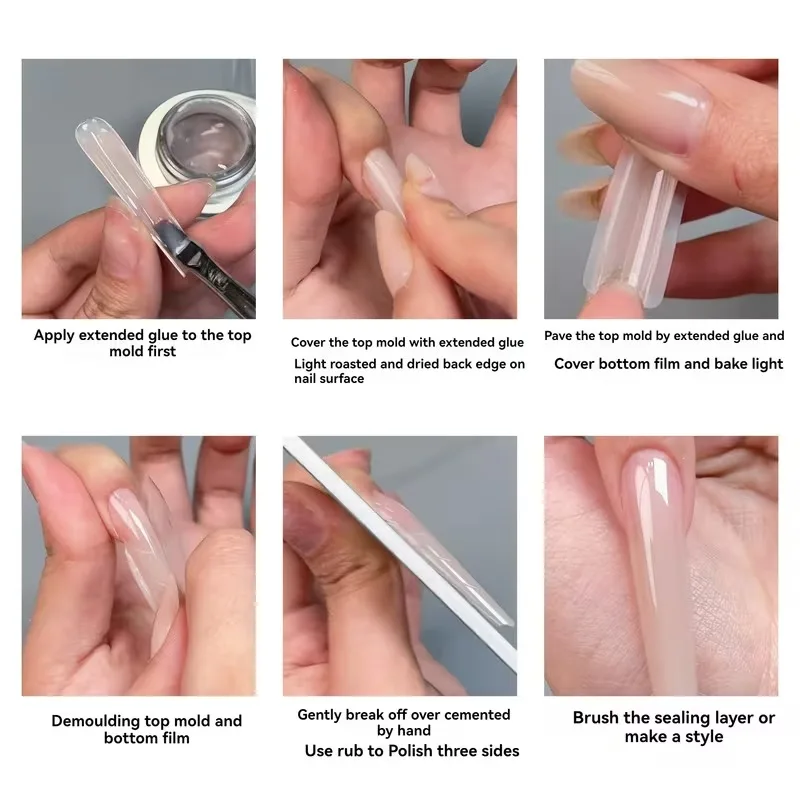 180 Uds nuevo molde de extensión de uñas sándwich capa intermedia formas de uñas duales fácil de dar forma ovalado/café mezclado 15 tamaños herramienta de extensión manicura