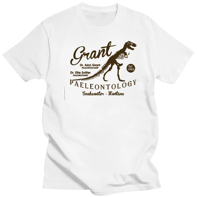 Dr Grant Paleontology T-Shirt - Inspired Dinosaur Park Retro Film Newt Shirts Fashion 2019 Summer New Men Cotton T-Shirt