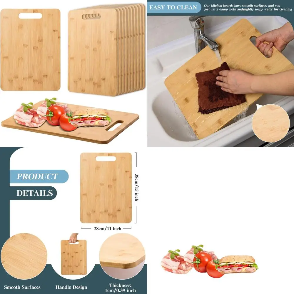 

Set of 12 Bamboo Chopping Boards, 11x15, with Handles for Serving and Custom Engraving, Ideal for Mother's Day and Housewarming