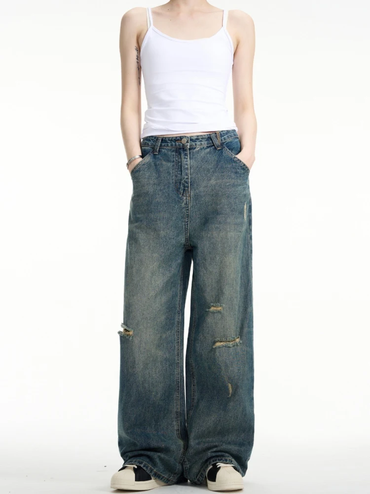 

American Retro Cleanfit Straight Leg Jeans Men Loose Lazy Washed out Wide Leg Slimming Pants Youthful Trendy Long Jeans