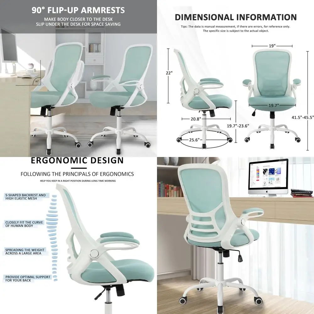 

Эргономичное офисное кресло с дышащей сеткой, откидными подлокотниками и утолщенным сиденьем для комфортной работы в течение долгих часов (синее)