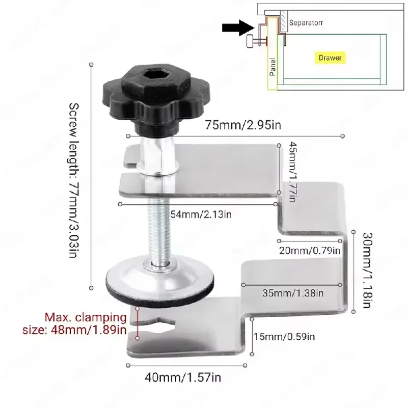 1-10Pcs Woodworking Jig Drawer Front Installation Clamps Stainless Steel Cabinet Jig Drawer Fixing Clip Tool for Tables Desks