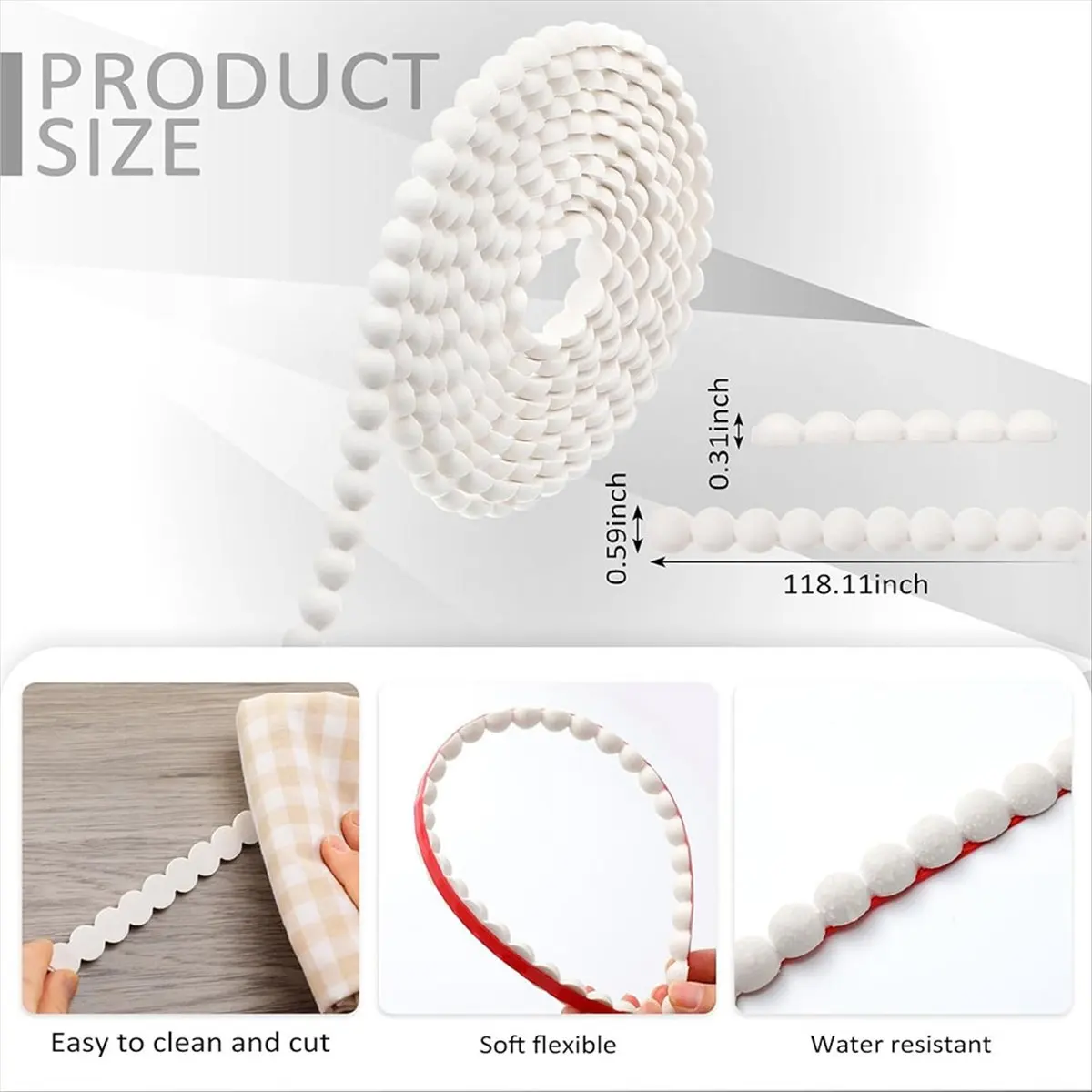 

*ESTR Flexible Molding Trim Peel and Stick for Walls 10ft Decorative Bead Pearl DIY Wall Trim for Bathroom Mirror Frame