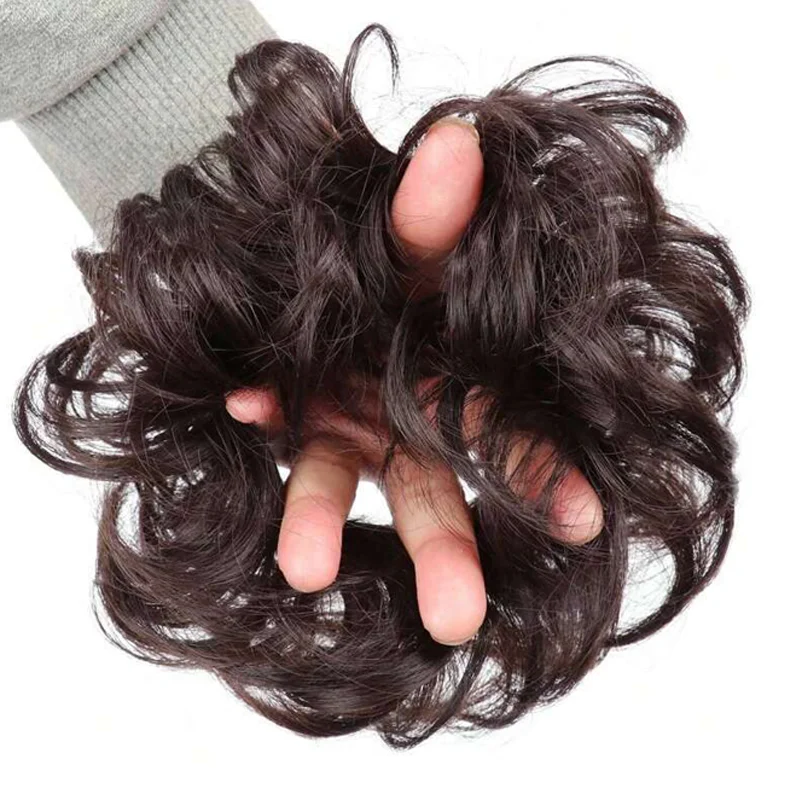 فوضوي كعكة شعر مستعار متموج مجعد Scrunchies الاصطناعية Chignon ذيل حصان وصلات شعر سميكة أوبدو قطع الشعر للنساء الفتيات
