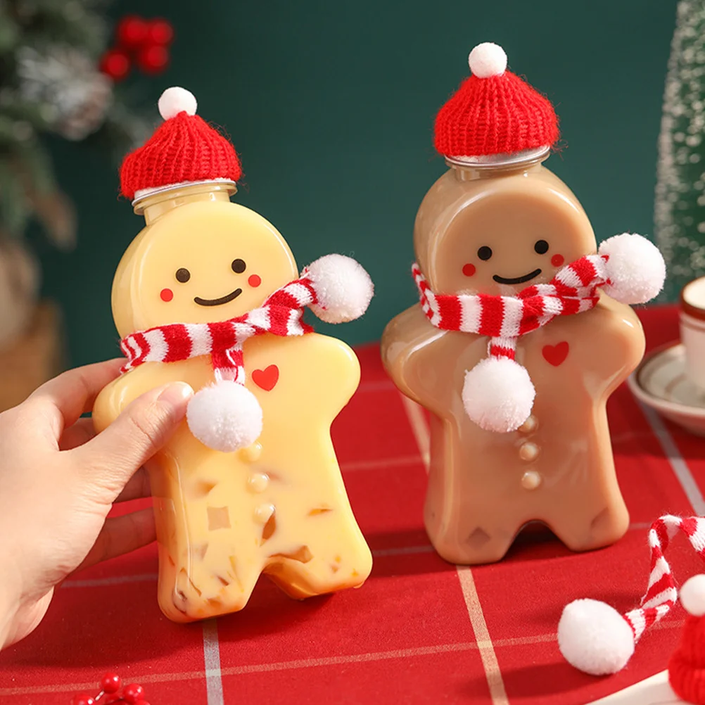 Jus de fruits avec casquettes Pain d'épice pour enfant, bonhomme de Noël, mini clics, animal de compagnie, beaucoup de boissons, 3 pièces